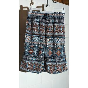 NWT Yoins Geometric Tribal Print Lightweight Trunks Shorts Drawstring Medium